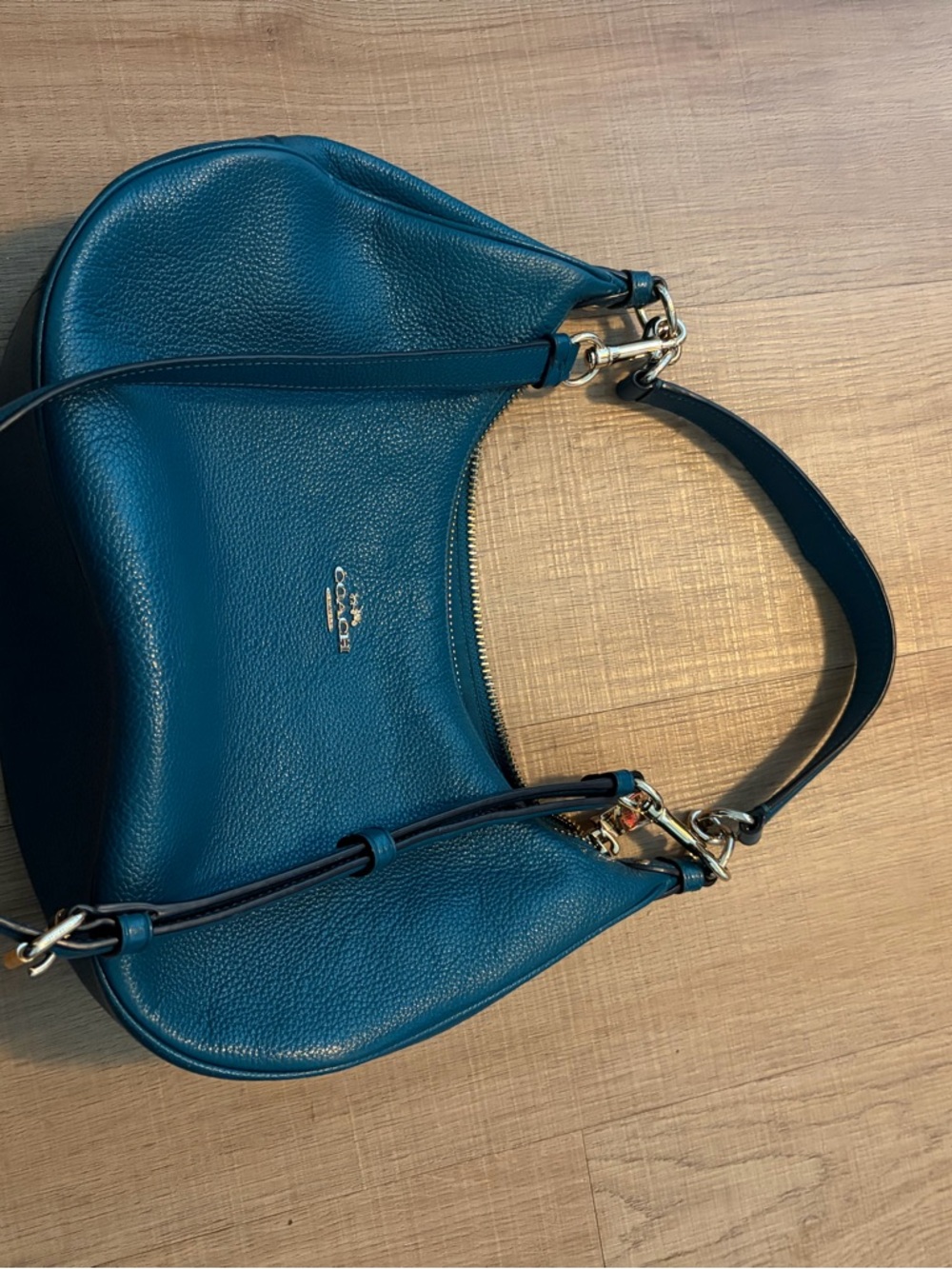Coach Teal Leather Shoulder Bag - Harley Hobo Pebbled… - Gem